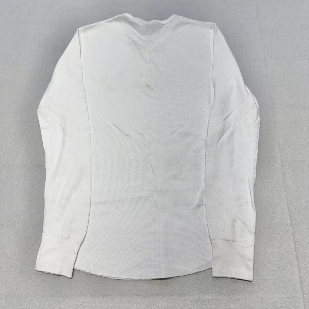 SoBe American Apparel Henley Mens Shirt Medium White Waffle Knit USA VTG